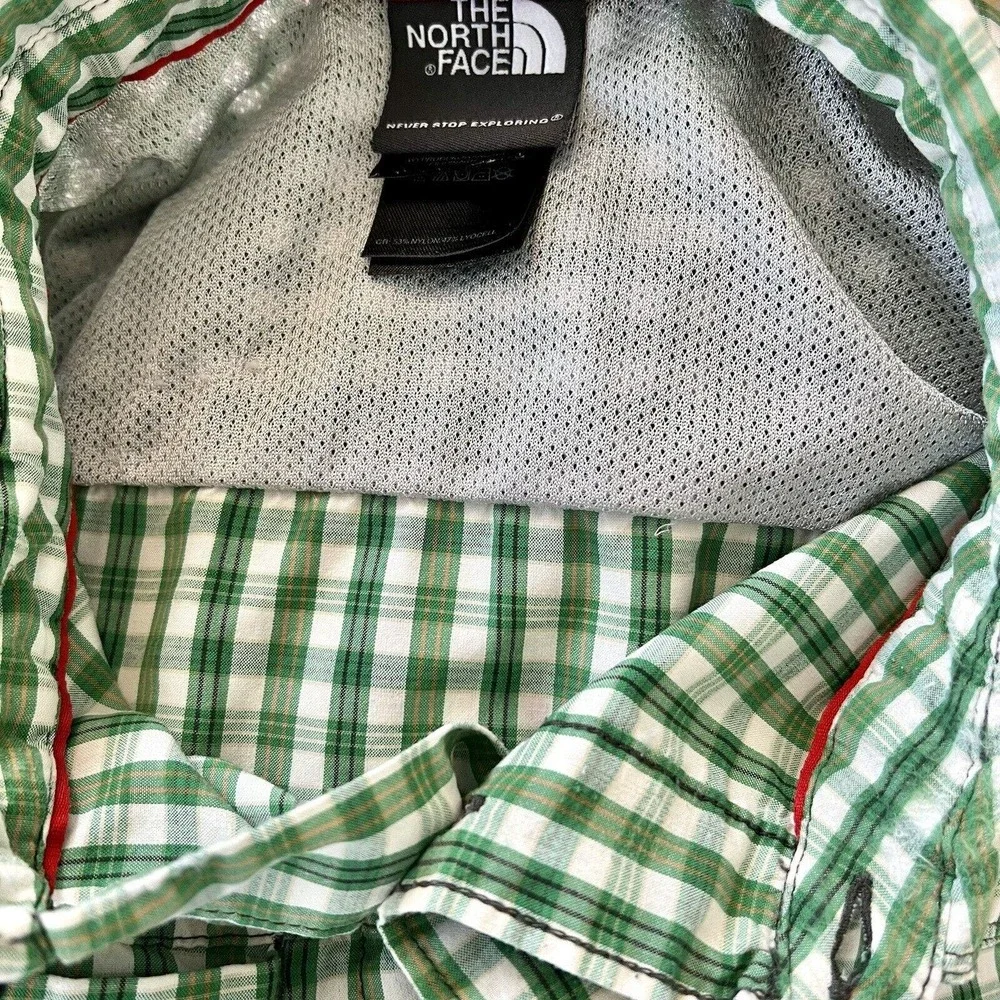 The North Face Shirt Mens XXL Green Plaid Short Sleeve Button Up Outdoor Vented